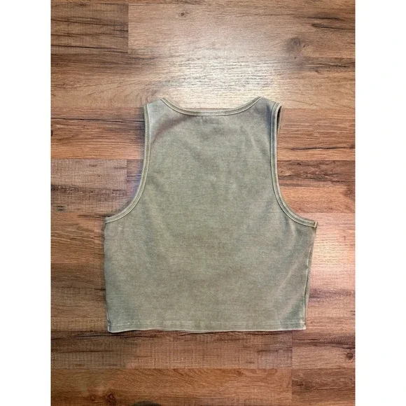 LE LIS COLLECTION Ribbed Mineral Cropped Tank Sage Racerback Basics Essential‎ - Picture 4 of 5